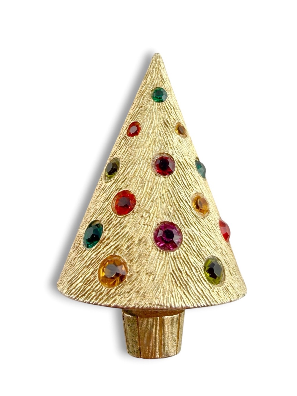 Vintage Corocraft Multicolor Rhinestone Christmas Tree Light Up Pin NOT WORKING
